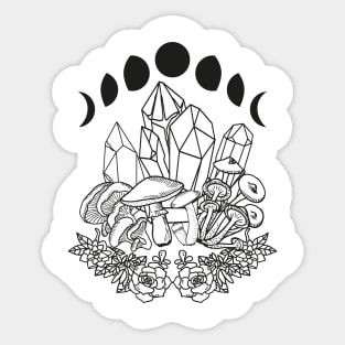 Moon Phases Crystals Mushrooms Succulents Sticker